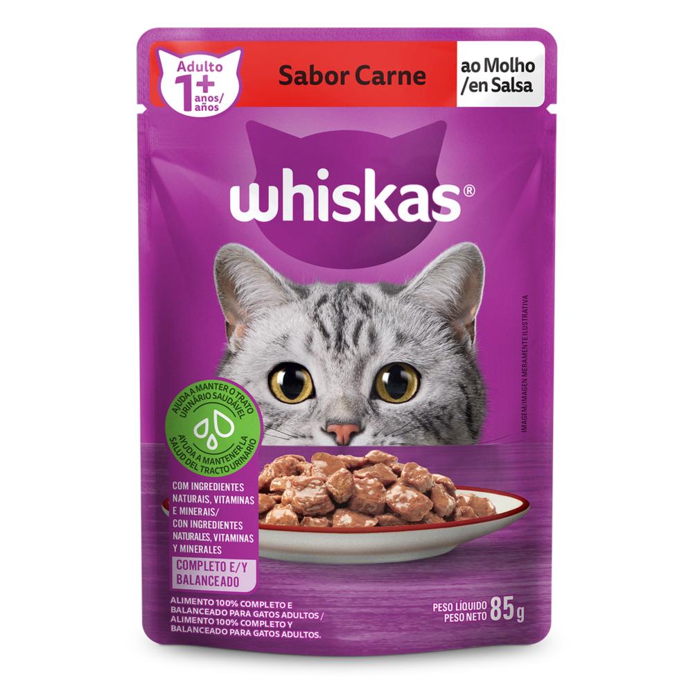 Ração Úmida Whiskas Sachê Carne ao Molho para Gatos Adultos 85 g