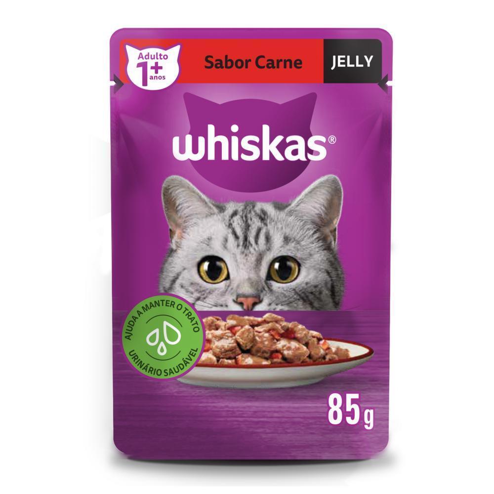 Ração Úmida Whiskas Sachê Carne Jelly para Gatos Adultos 85 g