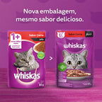 Ração Úmida Whiskas Sachê Carne Jelly para Gatos Adultos 85 g