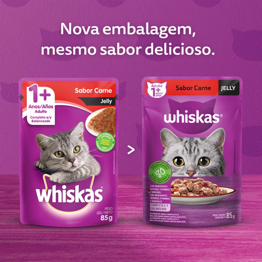 Ração Úmida Whiskas Sachê Carne Jelly para Gatos Adultos 85 g