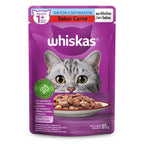 Ração Úmida Whiskas Sachê Carne ao Molho para Gatos Adultos Castrados 85 g