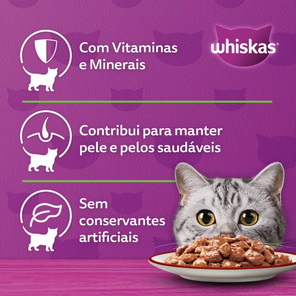 Ração Úmida Whiskas Sachê Carne ao Molho para Gatos Adultos Castrados 85 g