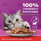 Ração Úmida Whiskas Sachê Carne ao Molho para Gatos Adultos Castrados 85 g