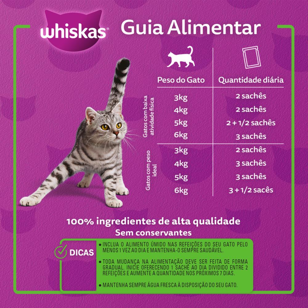 Ração Úmida Whiskas Sachê Carne ao Molho para Gatos Adultos Castrados 85 g