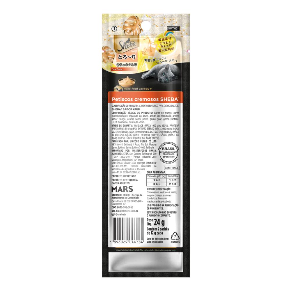 Petisco Sheba Cremoso Sabor Atum Gatos Adultos 2 Uni