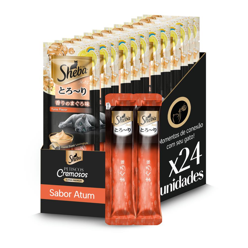 Kit Petisco Sheba Cremoso Sabor Atum Gatos Adultos 12 x 2 Uni