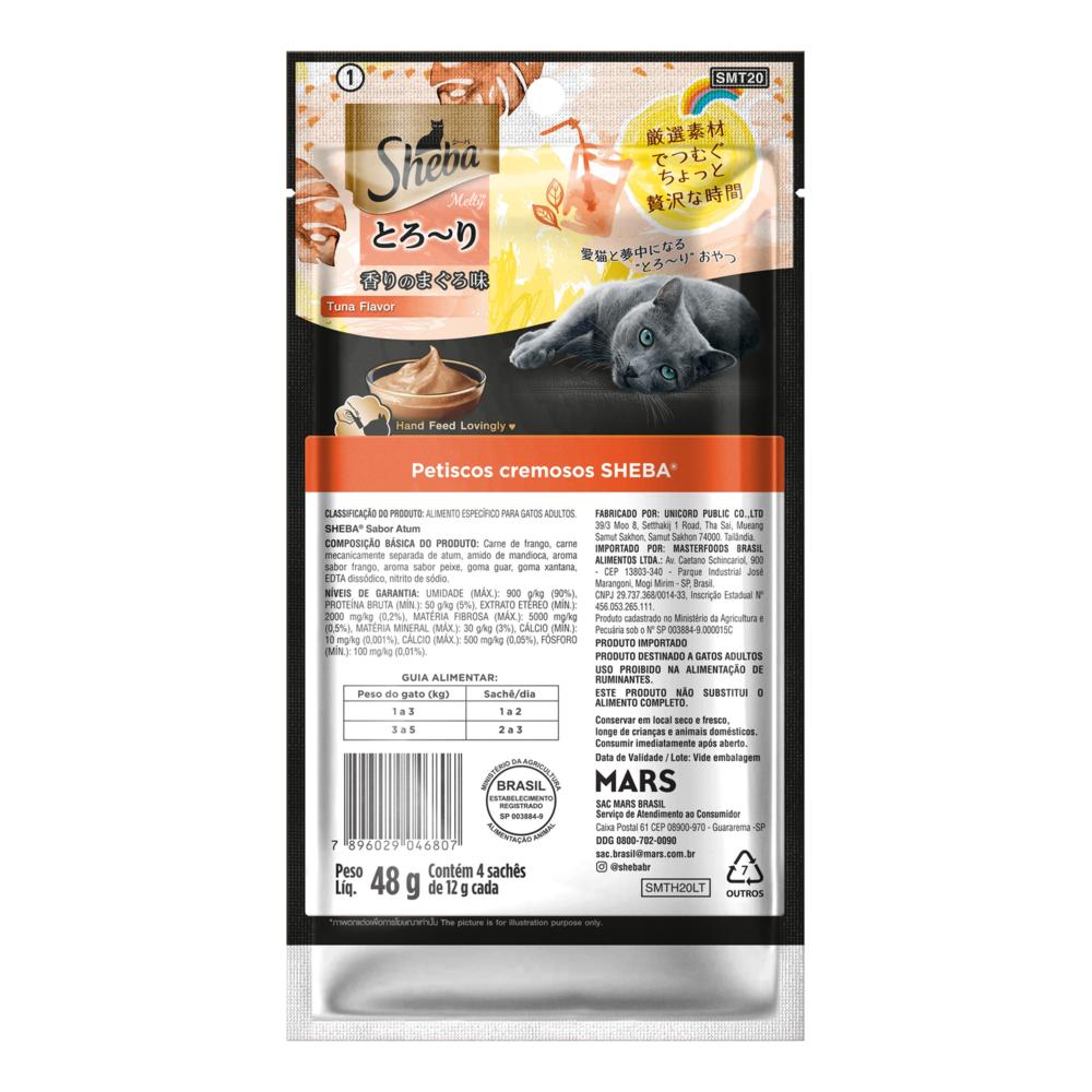 Petisco Sheba Cremoso Sabor Atum Gatos Adultos 4 Uni