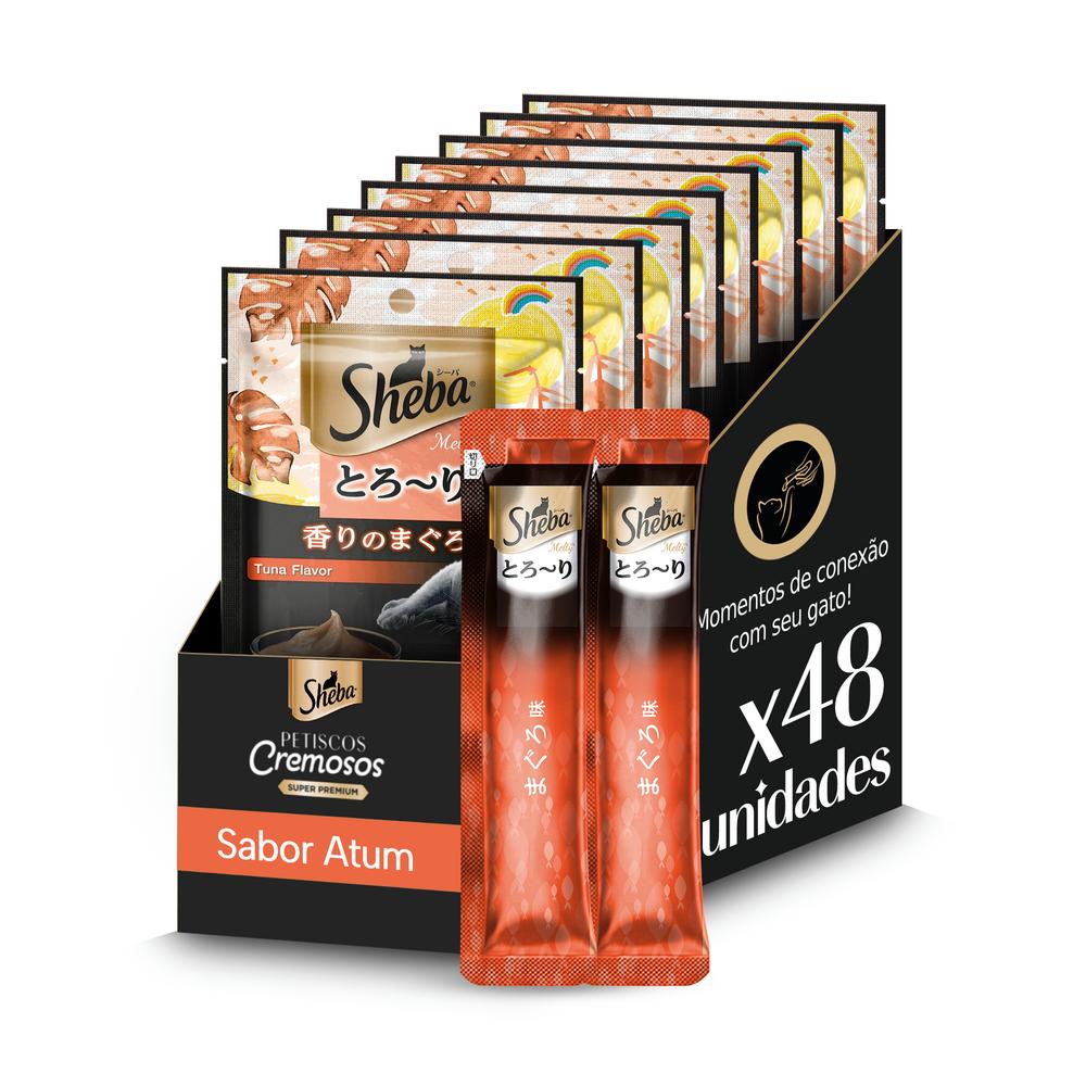 Kit Petisco Sheba Cremoso Sabor Atum Gatos Adultos 12 x 4 Uni