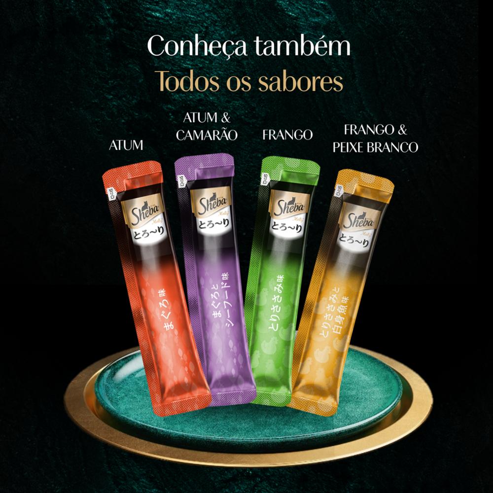 Petisco Sheba Cremoso Sabores Atum e Atum & Camarão Gatos Adultos 4 Uni