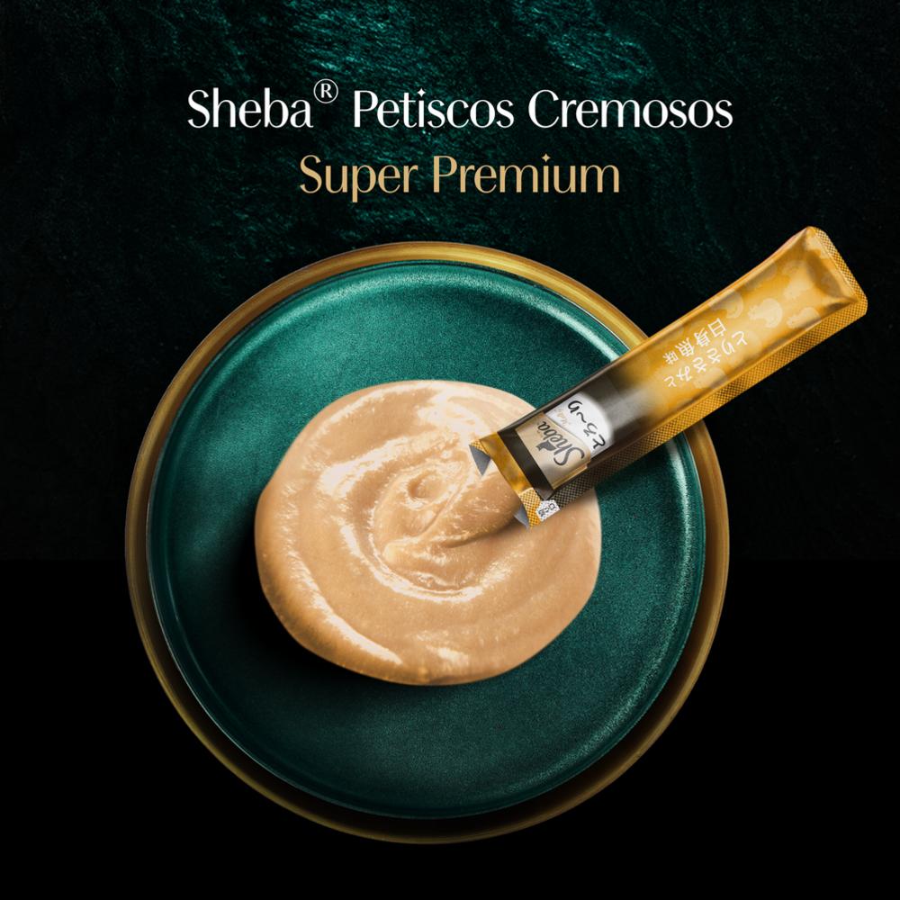 Petisco Sheba Cremoso Sabores Frango e Frango & Peixe Branco Gatos Adultos 4 Uni