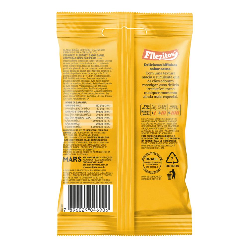 Petisco Pedigree Filezitos Bifinho Carne para Cães Adultos 60g