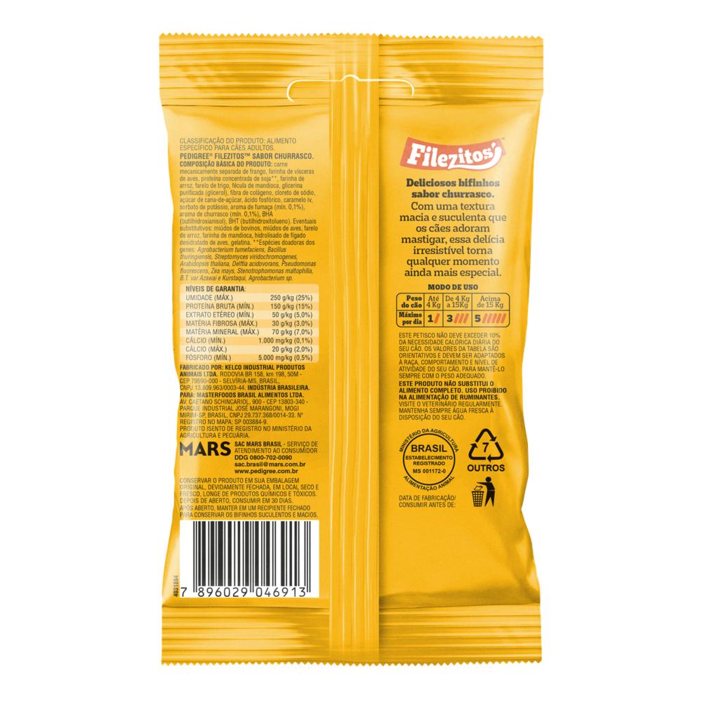Petisco Pedigree Filezitos Bifinho Churrasco para Cães Adultos 60g