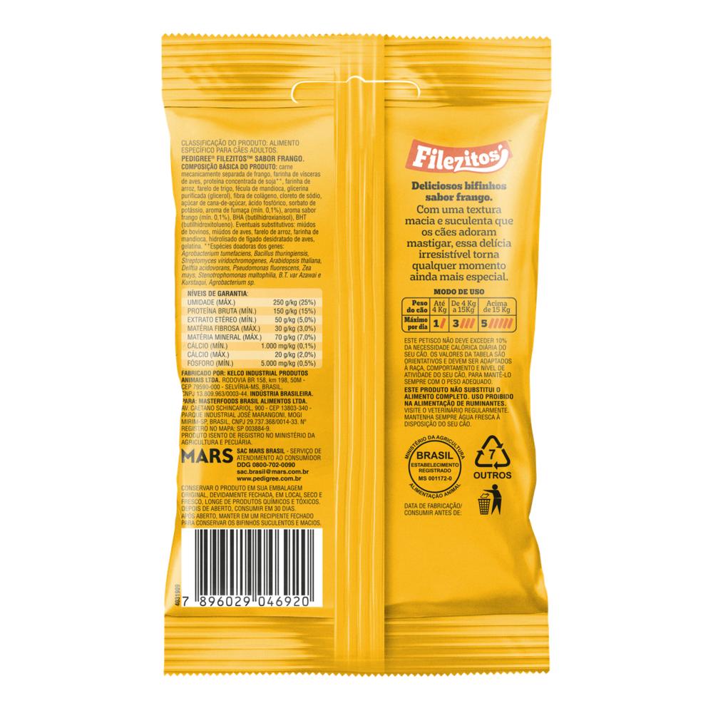 Petisco Pedigree Filezitos Bifinho Frango para Cães Adultos 60g