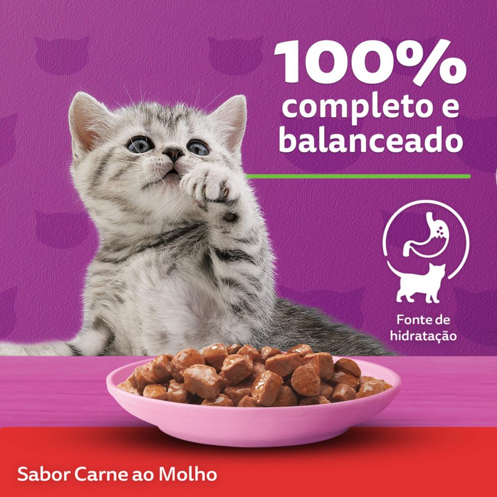 Ração Úmida Whiskas Sachê Carne ao Molho para Gatos Filhotes 85 g