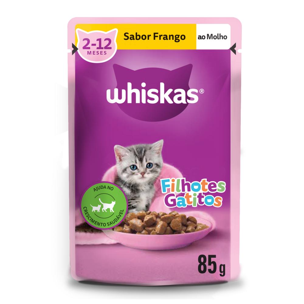 Ração Úmida Whiskas Sachê Frango ao Molho para Gatos Filhotes 85 g 15un