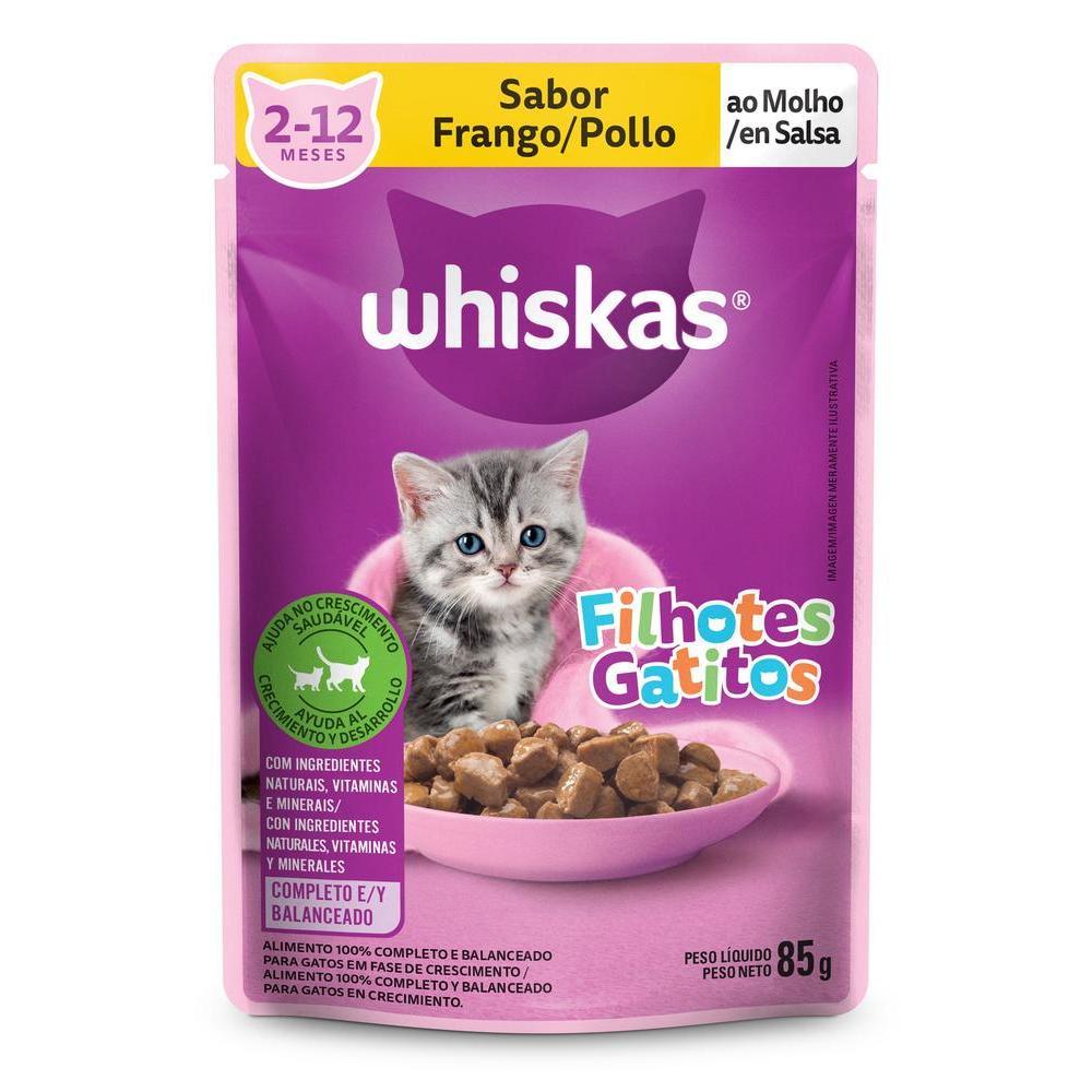Ração Úmida Whiskas Sachê Frango ao Molho para Gatos Filhotes 85 g