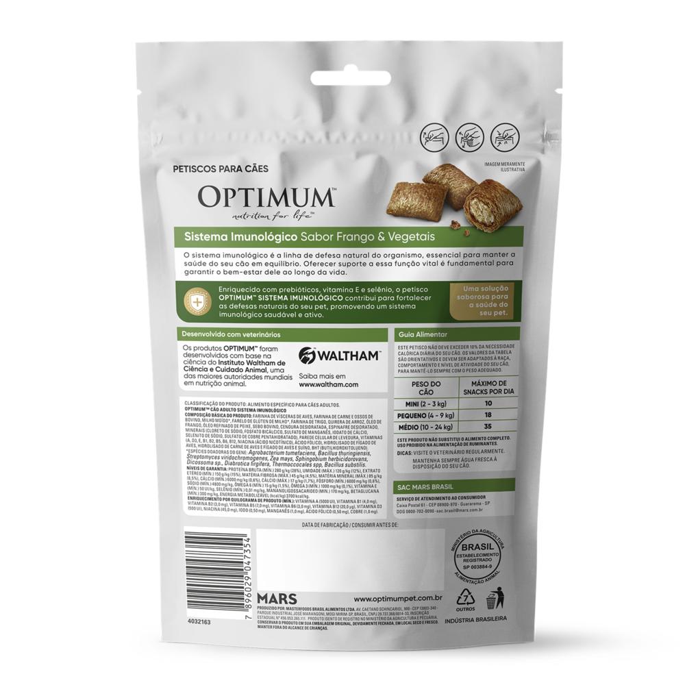 Petisco Optimum Sistema Imunológico para Cães Adultos Sabor Frango e Vegetais 80g