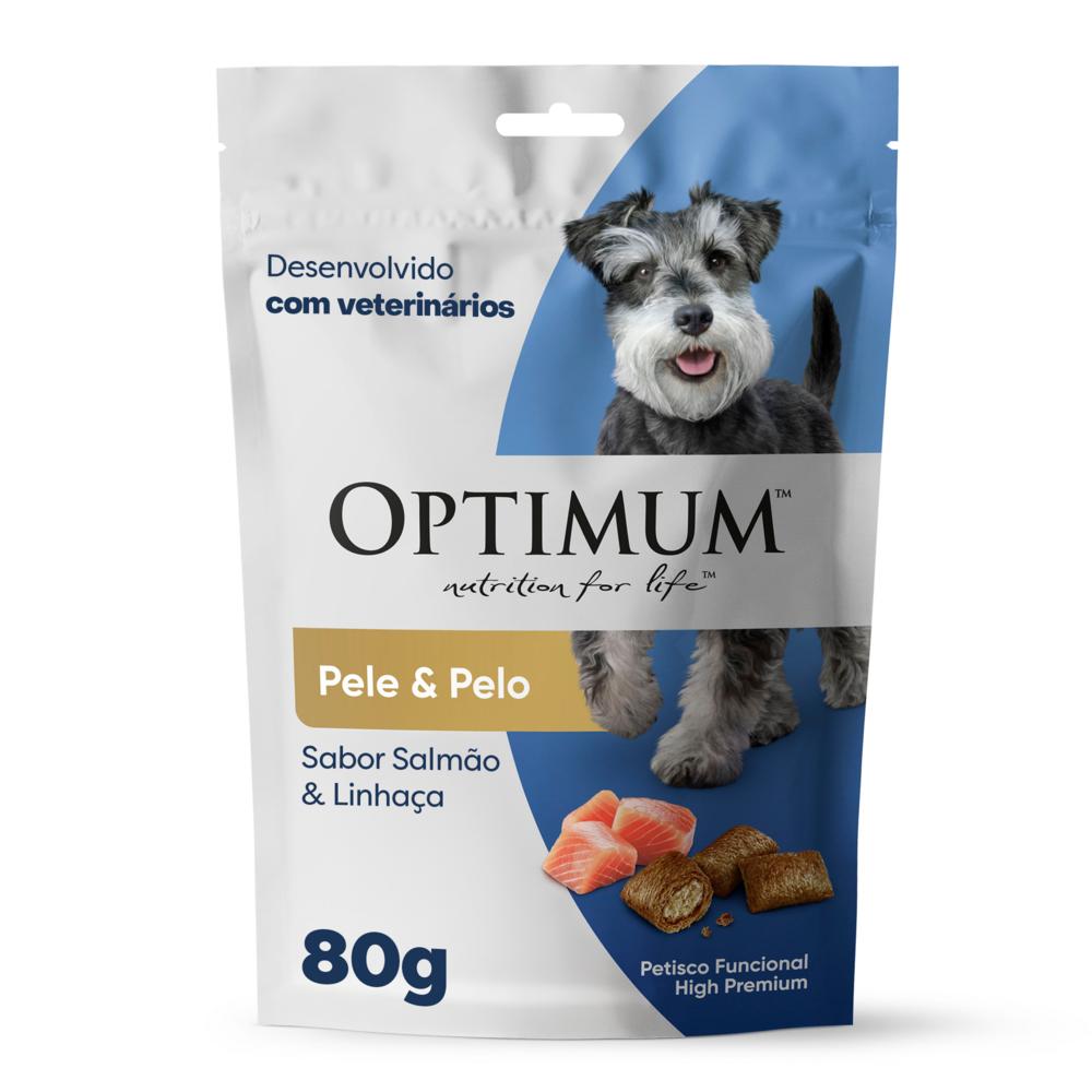 Petisco Optimum Pele e Pelo para Cães Adultos  Sabor Salmão e Linhaça 80g