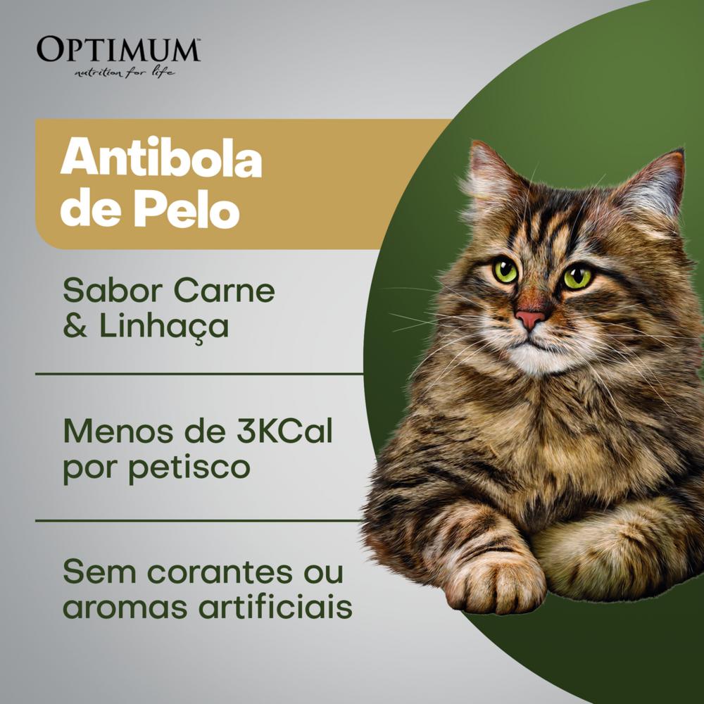 Petisco Optimum  Anti Bola de Pelo para Gatos Adultos Sabor Carne e Linhaça 80g