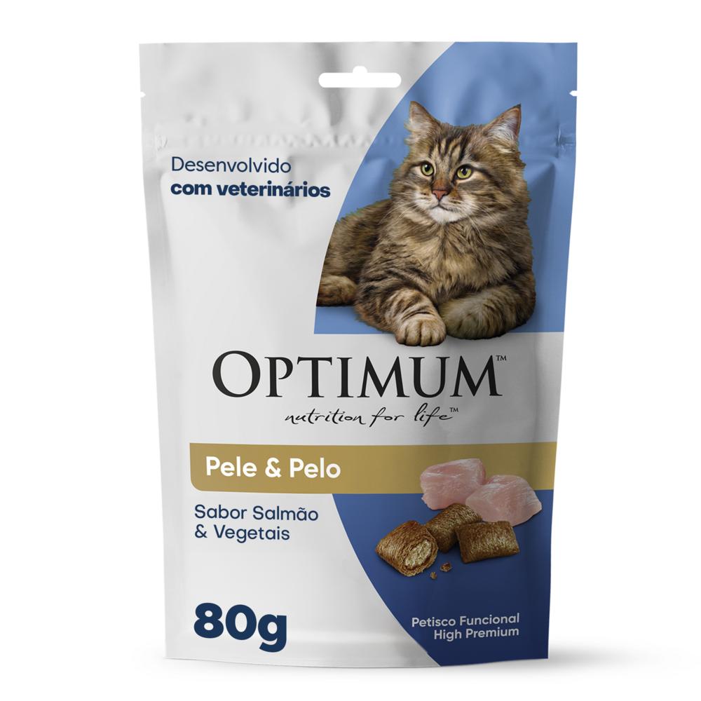 Petisco Optimum  Pele e Pelo para Gatos Adultos Sabor Salmão e Vegetais 80g