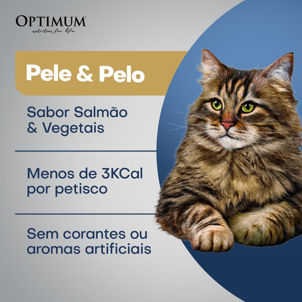 Petisco Optimum  Pele e Pelo para Gatos Adultos Sabor Salmão e Vegetais 80g