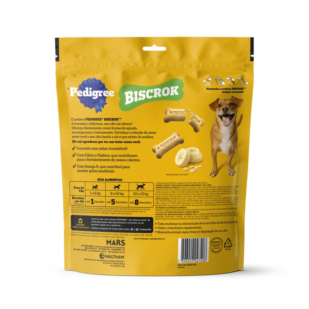 Biscoito Pedigree Biscrok Para Cães Adultos Raças Pequenas  Sabor Banana, Leite e Aveia 500g