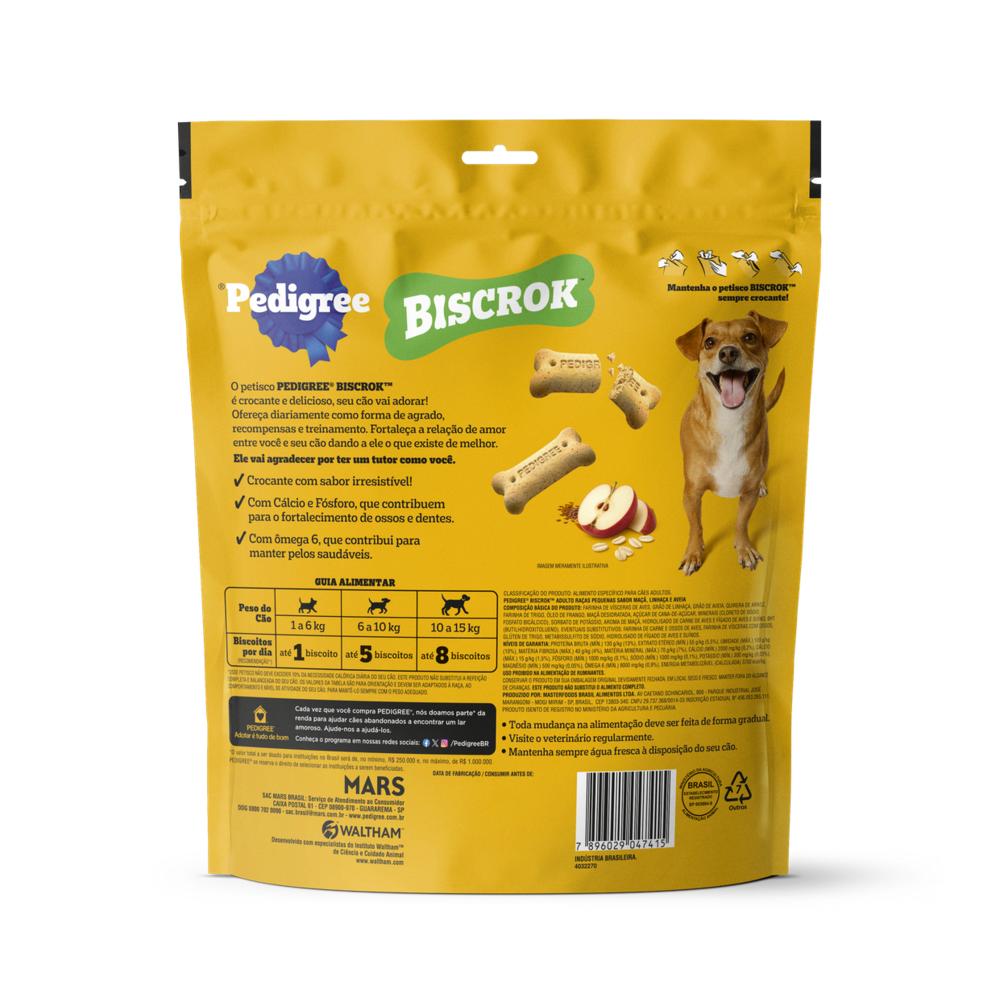Biscoito Pedigree Biscrok Para Cães Adultos Raças Pequenas  Sabor Maça, Linhaça e Aveia 500g