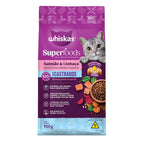 Ração Whiskas Superfoods Salmão e Linhaça Gatos Adultos Castrados 900g