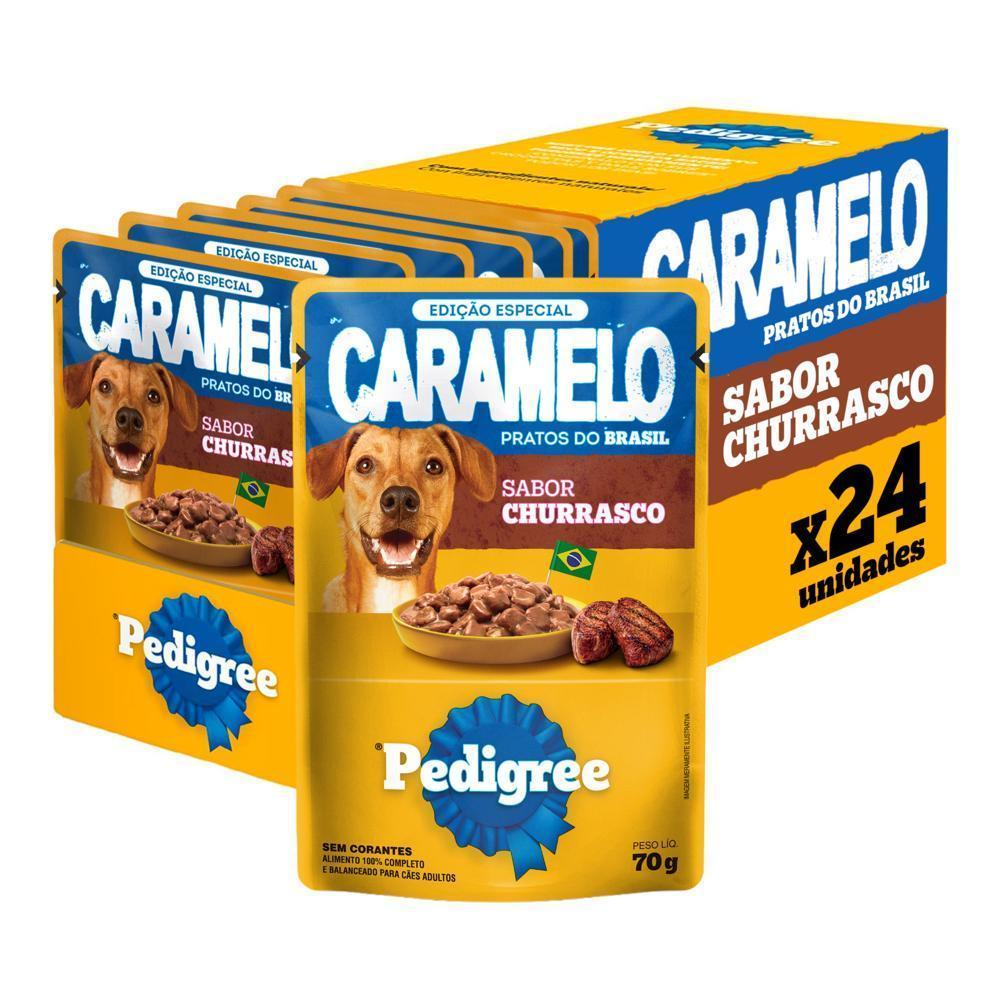 Ração Úmida Pedigree Sachê para Cães Adultos Sabor Churrasco 70g 24un