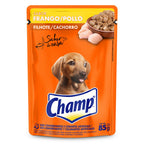 Ração Úmida Champ Sachê Cães Filhotes Sabor Caseiro Frango 85g 1un