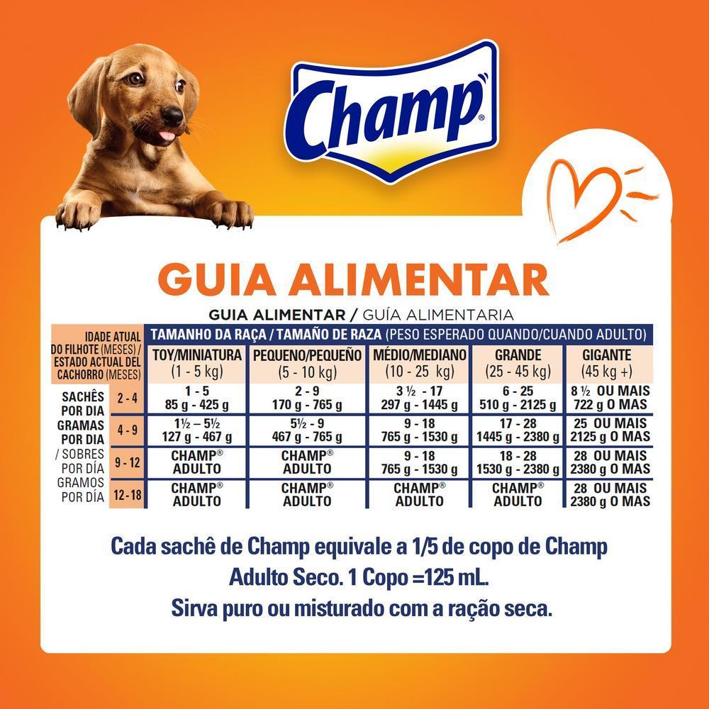 Ração Úmida Champ Sachê Cães Filhotes Sabor Caseiro Frango 85g 1un