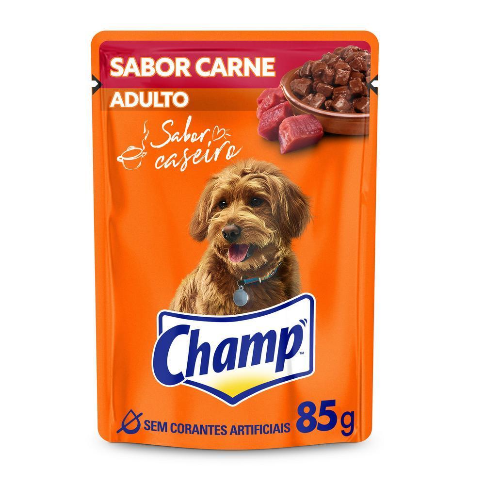 Ração Úmida Champ Sachê Cães Adultos Sabor Caseiro Carne 15un