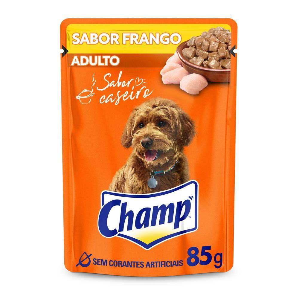 Ração Úmida Champ Sachê Cães Adultos Sabor Caseiro Frango 85g 15un