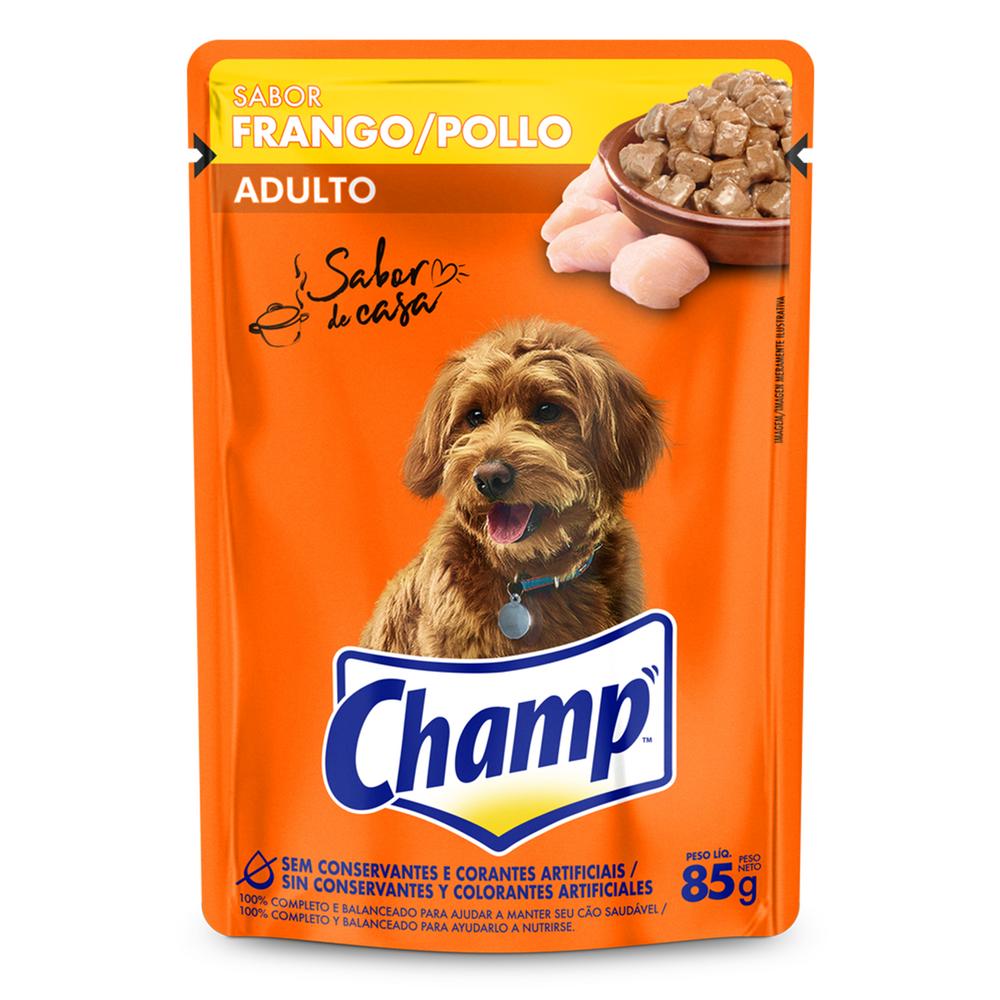 Ração Úmida Champ Sachê Cães Adultos Sabor Caseiro Frango 85g 1un
