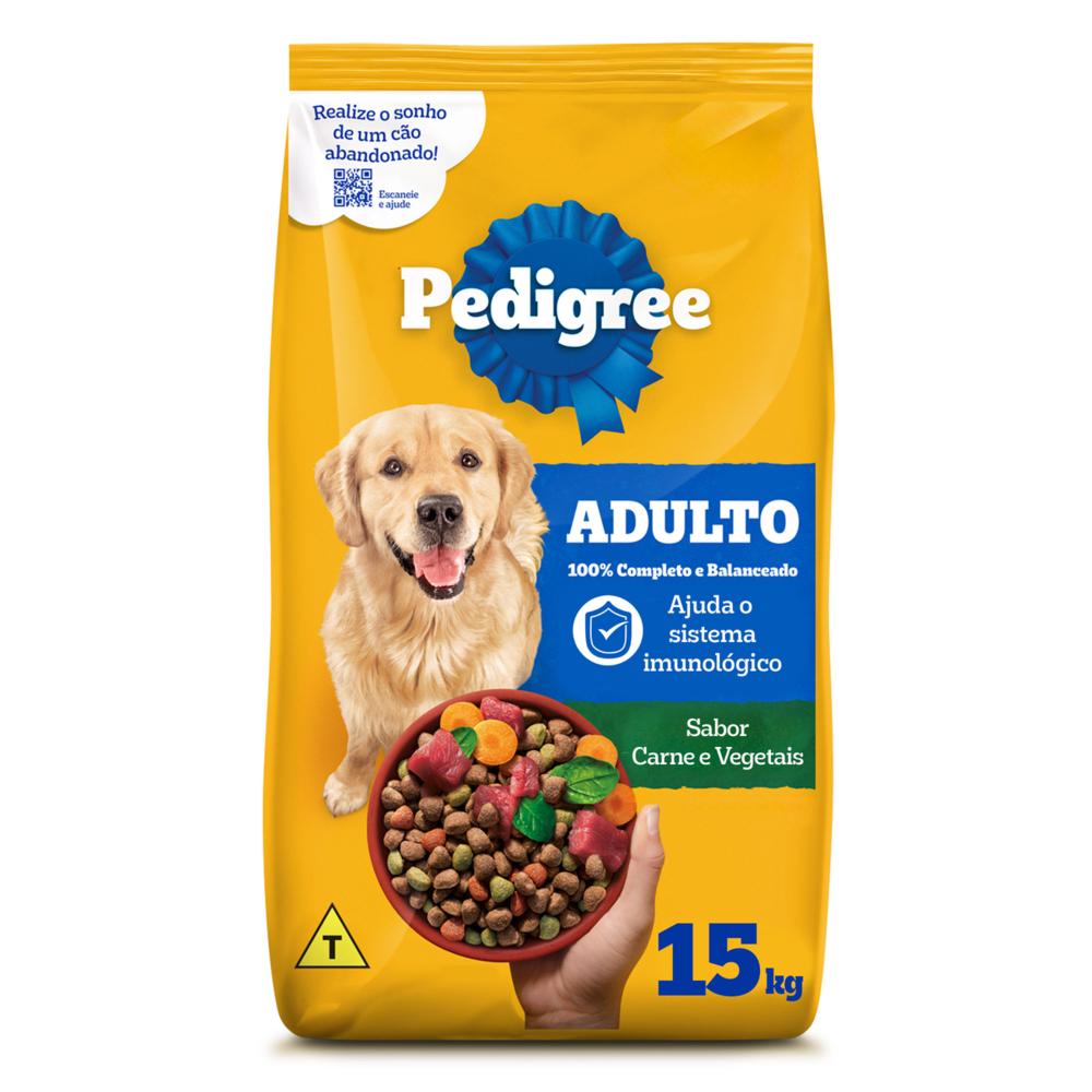 Ração Pedigree Carne e Vegetais Cães Adultos Raças Médias e Grandes 15 kg