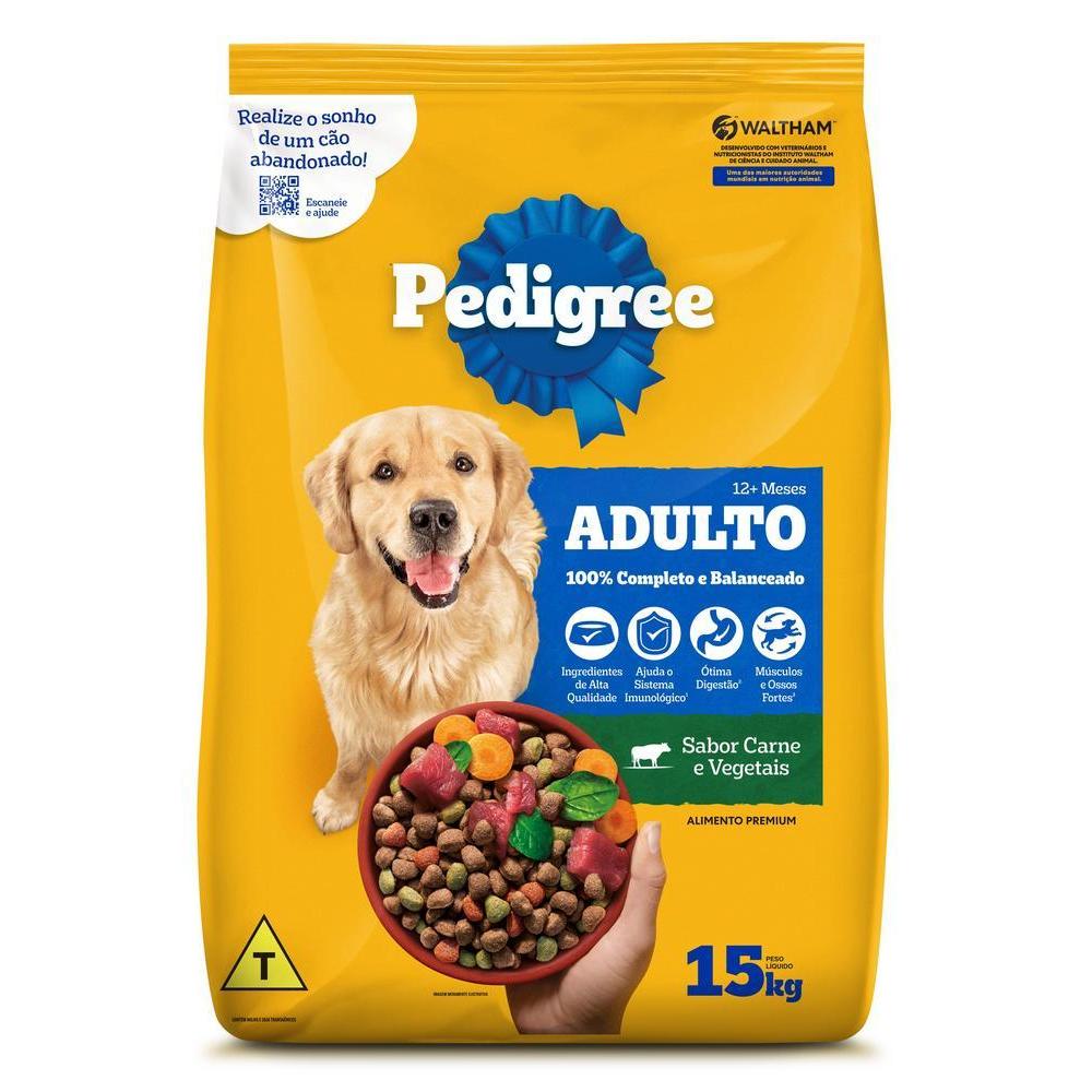 Ração Pedigree Carne e Vegetais Cães Adultos Raças Médias e Grandes 15 kg