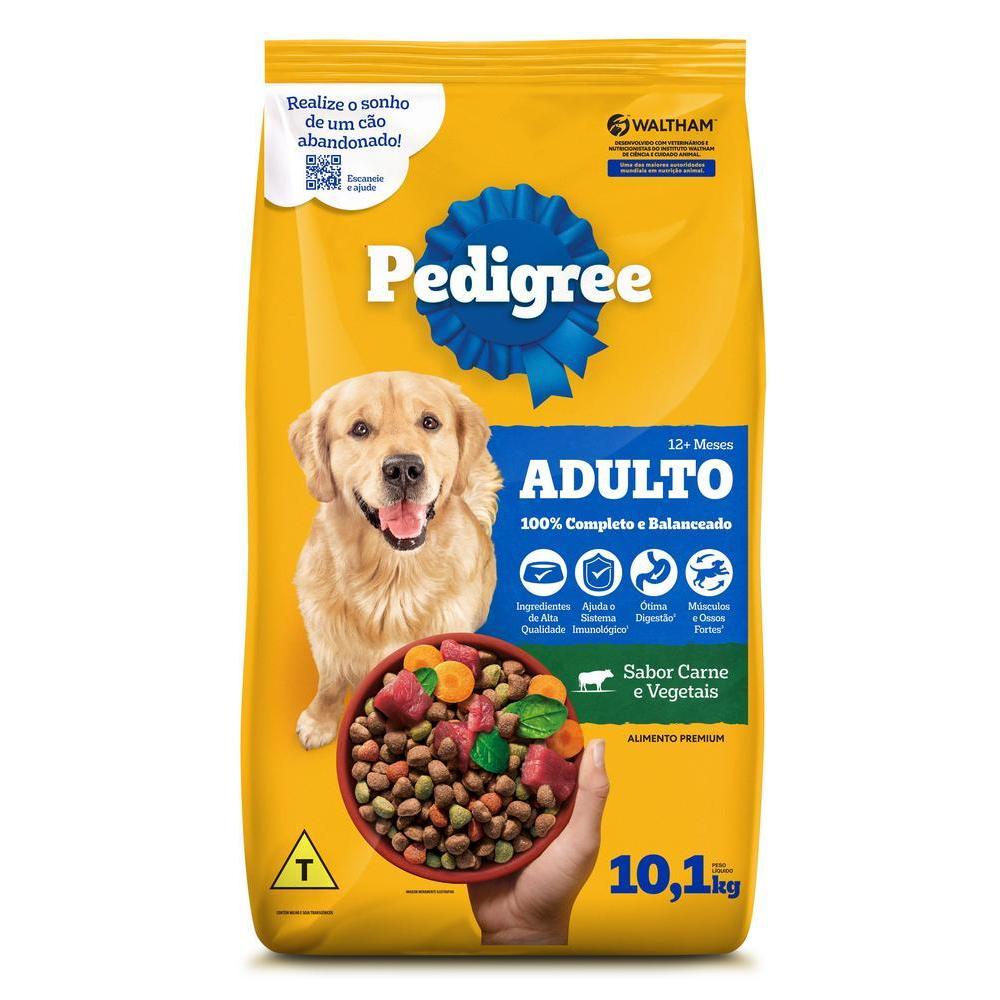 Ração Pedigree Carne e Vegetais Cães Adultos Raças Médias e Grandes 10,1 kg