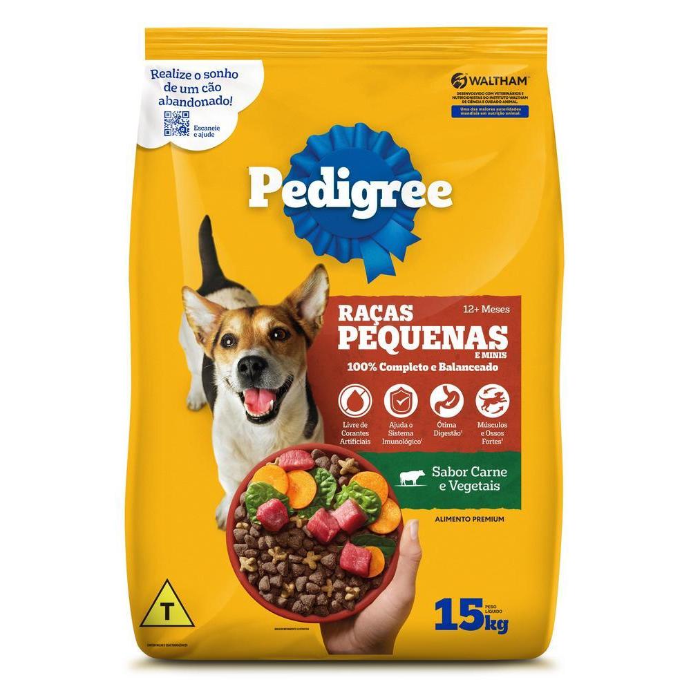 Ração Pedigree Carne e Vegetais Cães Adultos Raças Pequenas e Minis 15 kg