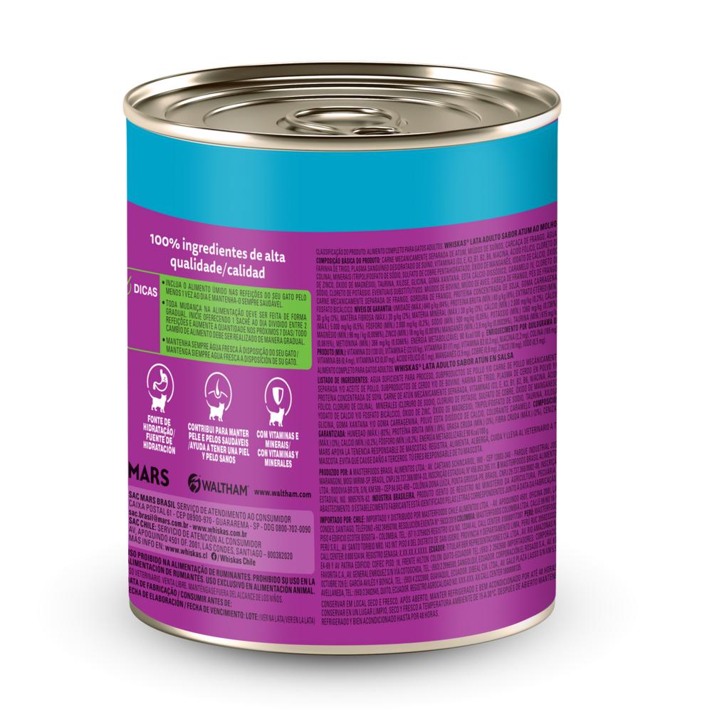 Ração Úmida Whiskas Lata Atum ao Molho para Gatos Adultos 290 g