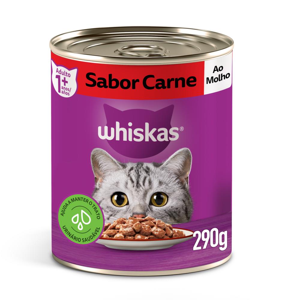 Ração Úmida Whiskas Lata Carne ao Molho para Gatos Adultos 290 g