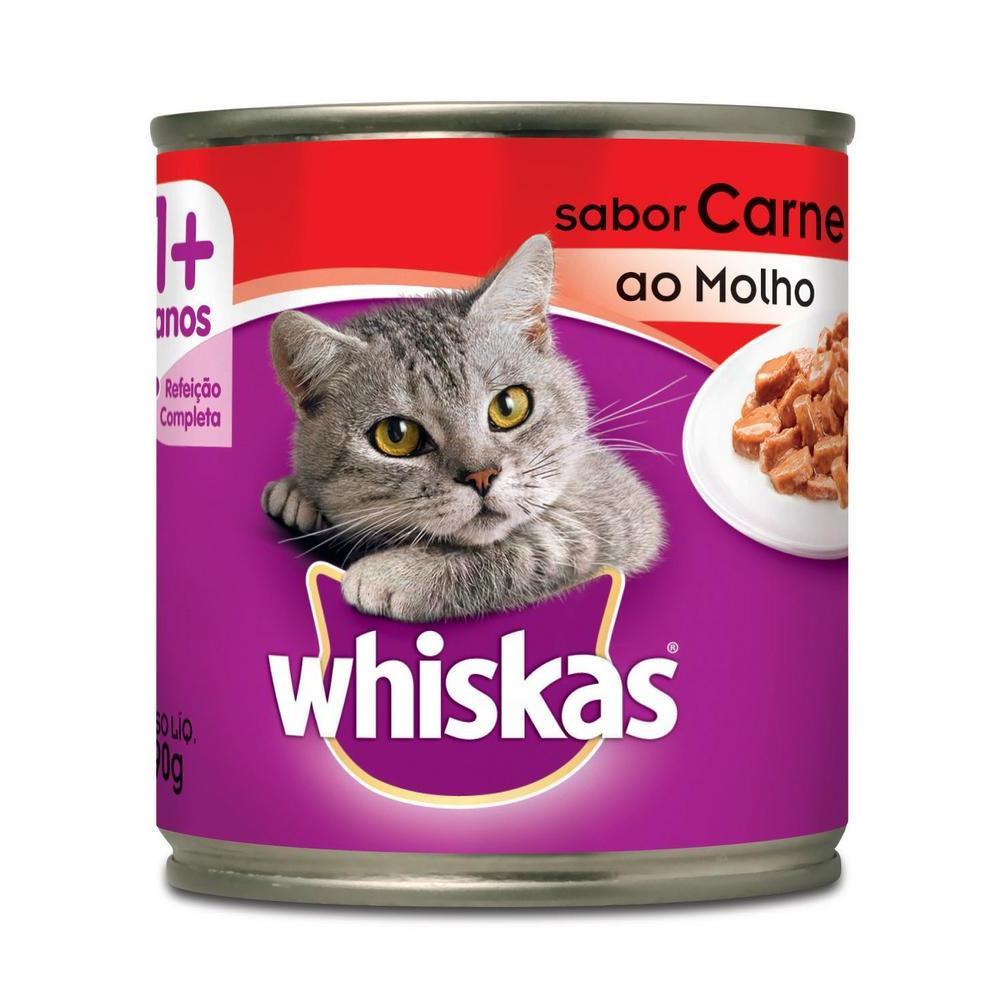 Ração Úmida Whiskas Lata Carne ao Molho para Gatos Adultos 290 g