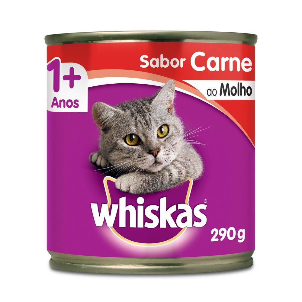 Ração Úmida Whiskas Lata Carne ao Molho para Gatos Adultos 290 g