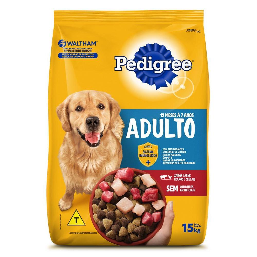 Ração Pedigree Carne Frango e Cereais Para Cães Adultos Raças Médias e Grandes 900g