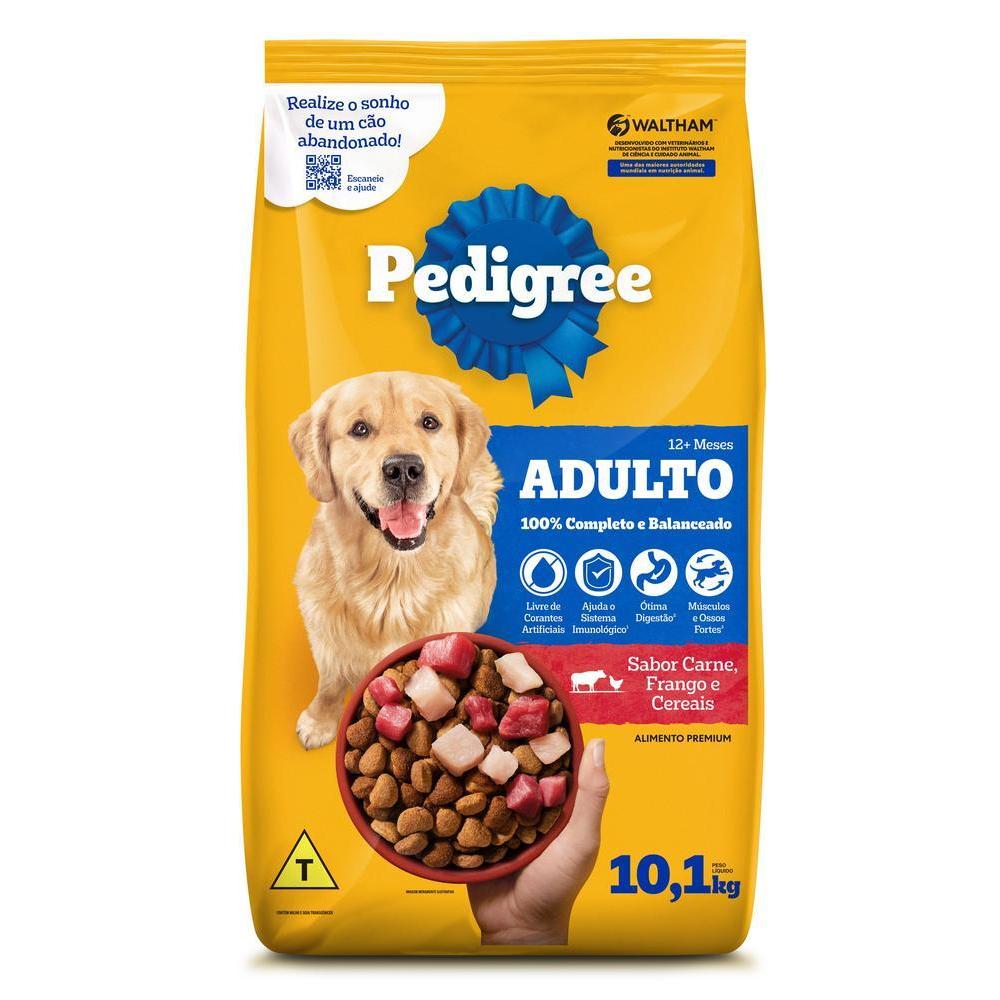 Ração Pedigree Carne Frango e Cereais Cães Adultos Raças Médias e Grandes 10,1 kg