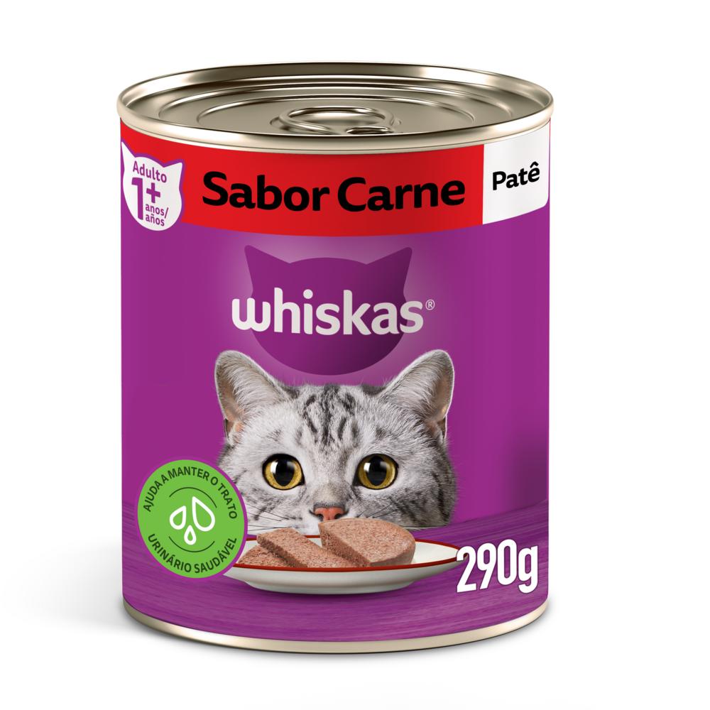 Ração Úmida Whiskas Lata Patê de Carne para Gatos Adultos 290 g