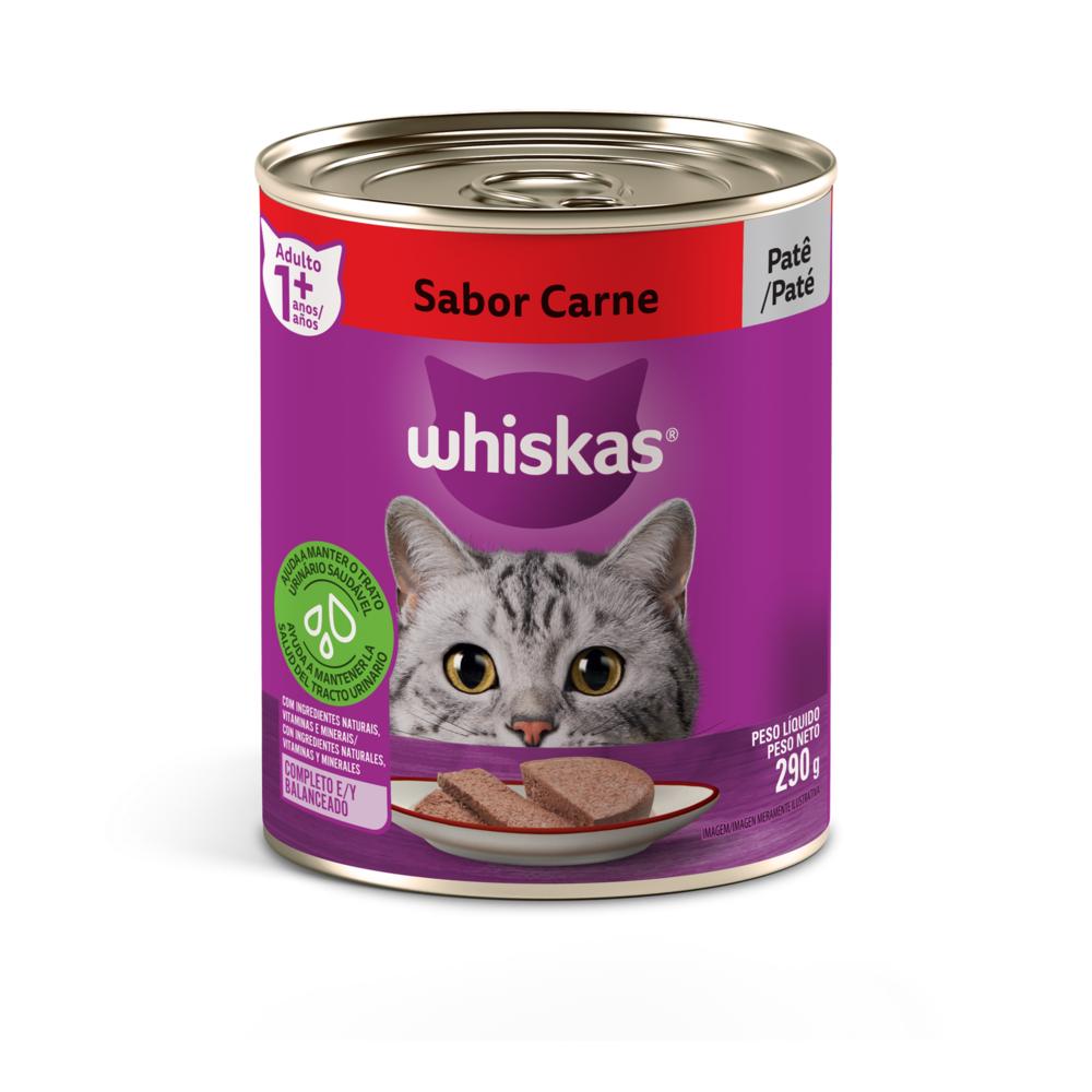 Ração Úmida Whiskas Lata Patê de Carne para Gatos Adultos 290 g