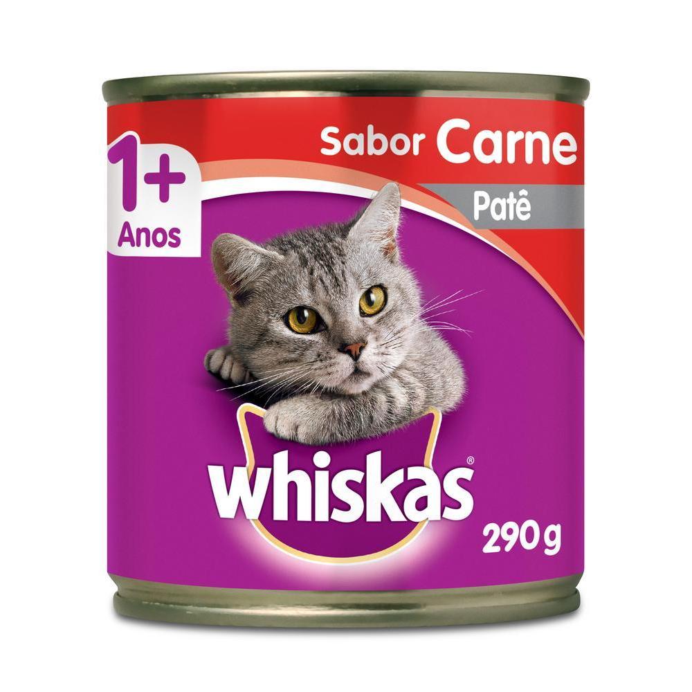 Ração Úmida Whiskas Lata Patê de Carne para Gatos Adultos 290 g