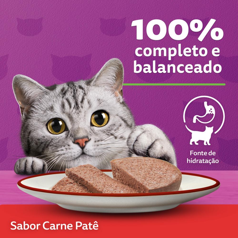 Ração Úmida Whiskas Lata Patê de Carne para Gatos Adultos 290 g