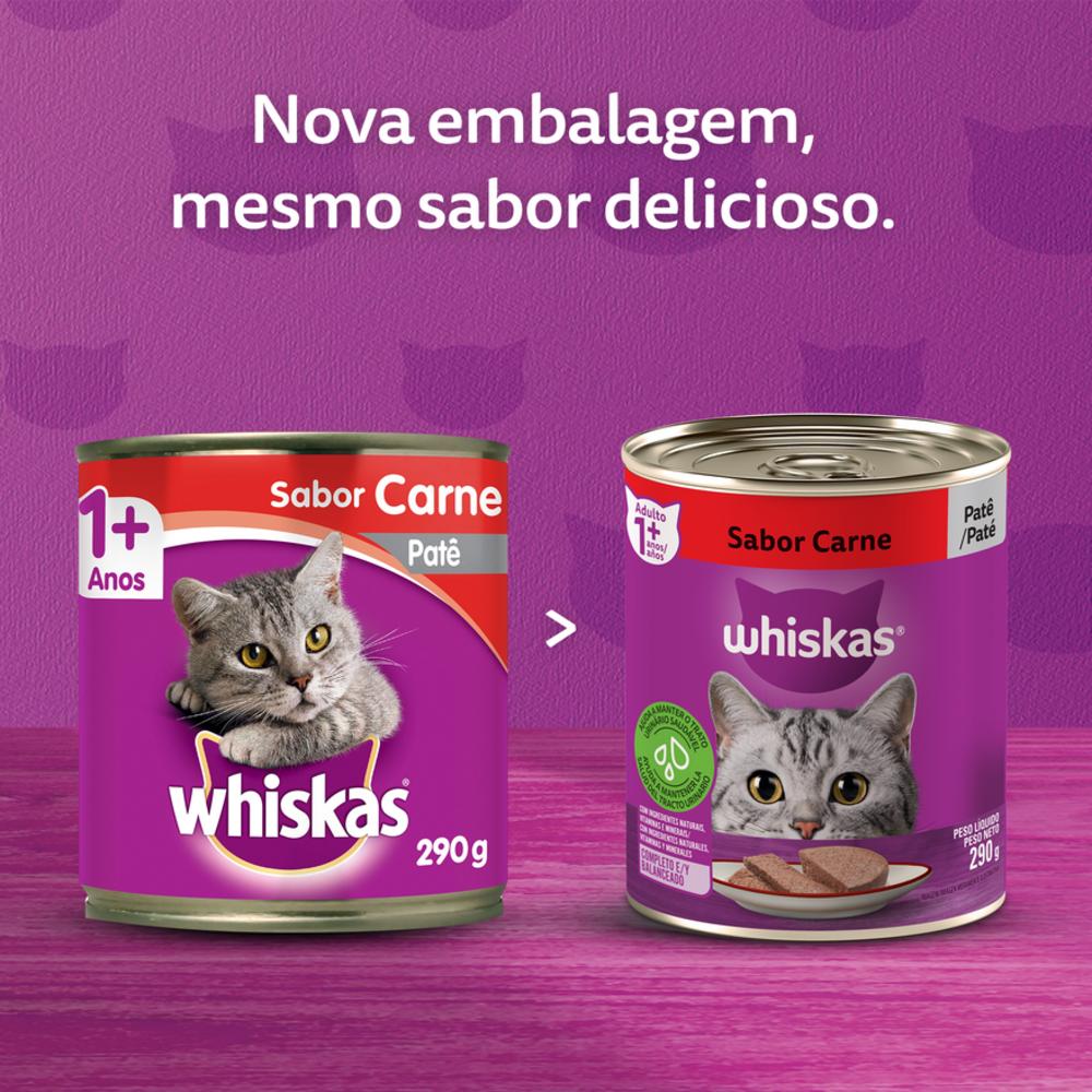 Ração Úmida Whiskas Lata Patê de Carne para Gatos Adultos 290 g