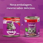 Ração Úmida Whiskas Lata Patê de Carne para Gatos Adultos 290 g